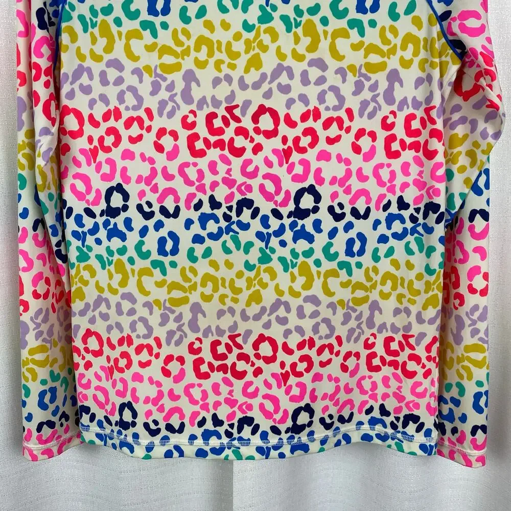 Boden Mini Boden Girls Rainbow Leopard Print Rash Guard Sz.15-16Y